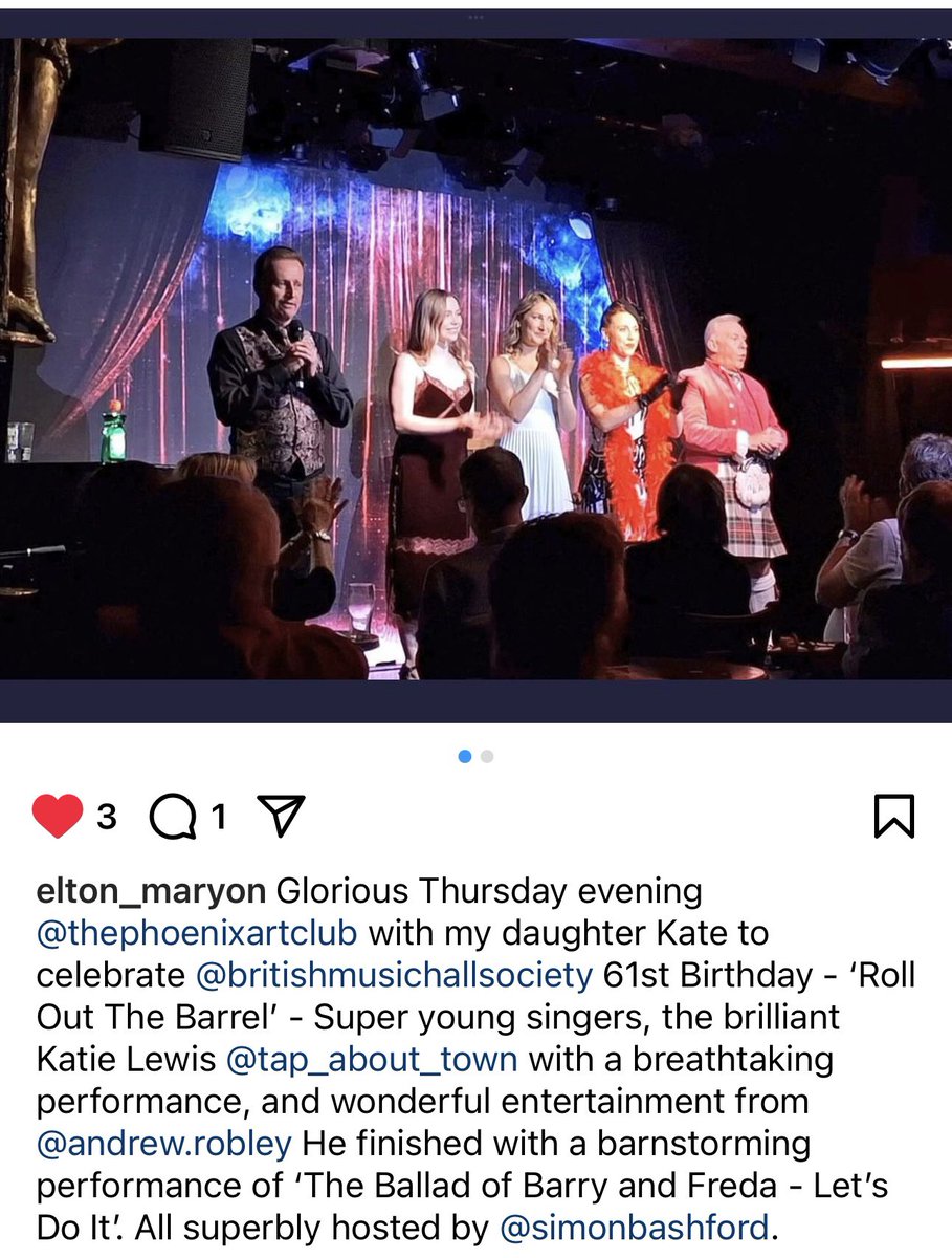 It makes it all worthwhile, working hard to put a show together when you receive glorious feedback like this! 🤍
Thank you so much elton_maryon for taking the time to write/post, I’m delighted that you &amp; your daughter Kate had a lovely evening, a pleasure performing for you 👏🏻✨x