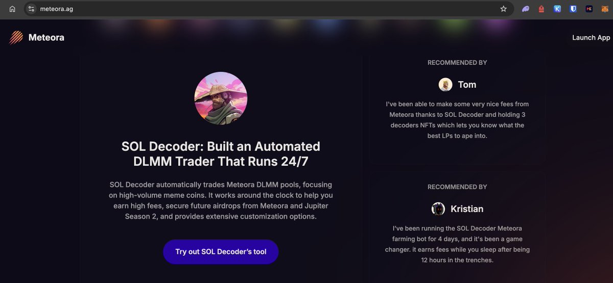 Shout out to <a href="/MeteoraAG/">Meteora</a> for featuring us on their home page 🫡

DLMM is the future!