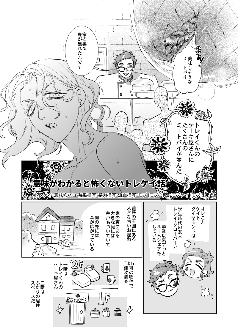 ♣️♦️意味がわかると怖くないトレケイ話(1/6)

♦️が彼氏を殺してしまい、死体を家の裏の井戸に投げ込むと、翌日死体が消えていた。
 そして、♣️の店には大量のミートパイが並んだ…。

⚠️トレケイ、意味怖パロ、残酷描写、暴力描写、モブ(モブはしぬ)、モブケイ(モブはしぬ) 