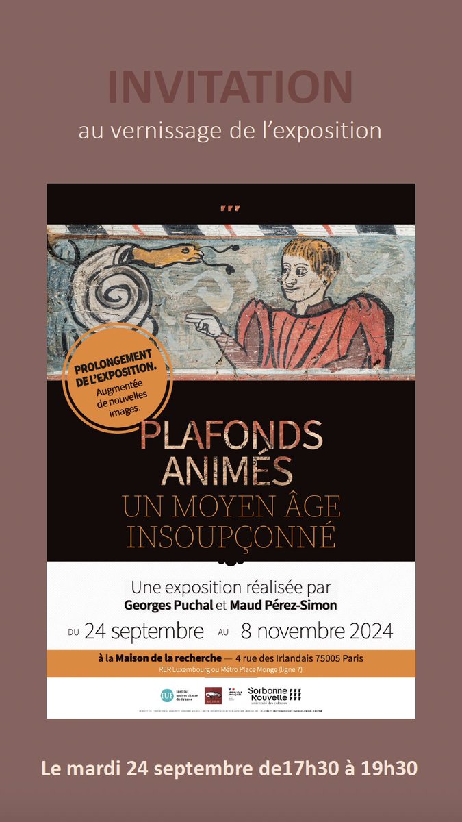 M_PerezSimon's tweet photo. Nous vous attendons mardi au #vernissage de notre exposition sur les #plafondspeints à la Maison de la recherche de la @Sorbonne_Nvelle (M. Luxembourg), à/p de 17h30. C'est une continuation de l'exposition au bistrot Le Robinet, avec de nouvelles photos. @RCPPMassoc @InstUnivFr https://t.co/k0xxn2Wx28