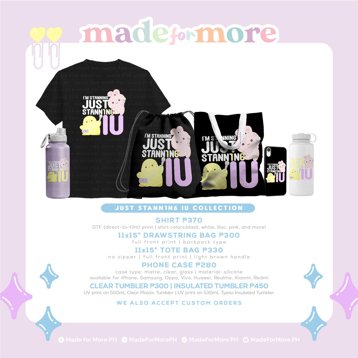 madeformoreph's tweet photo. ✨ I'm stanning, #JUST_STANN1N6_IU ✨

Pre-order period for our #IU_16th_Anniversary-inspired collection is now open! 🦁🦡🌵🌟🐰🐥🥑

• Payment deadline: Sept 30
• Shipping period: Oct 26-31

🔗 https://t.co/4Njo34BT0O

#아이유 #IU #UAENA
#THE_WINNING 
#HEREH_WORLD_TOUR https://t.co/Sw3HFJv3AN