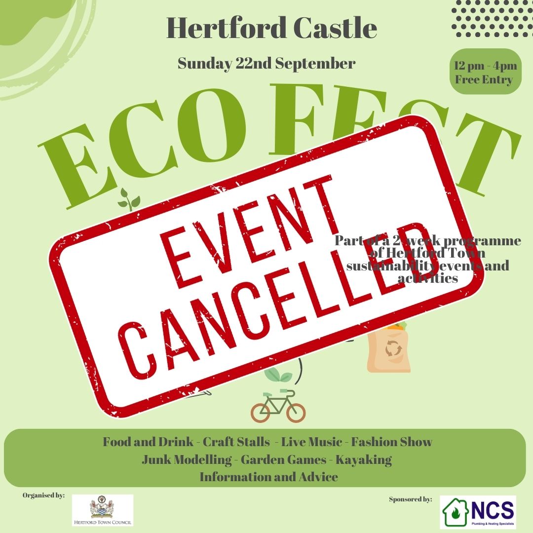 Unfortunately, due to the risk of lightning today, EcoFest has been cancelled at <a href="/hertfordcastle/">Hertford Castle</a> . We're making this decision as a safety precaution for stall holders, the public, and staff working the event today. We would like to thank everyone for their interest in this event.