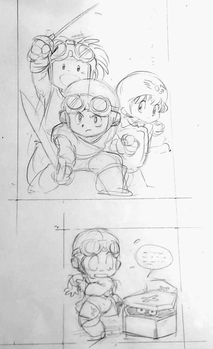 学研で『まんがサイエンス』を描くきっかけになった、5年の科学の記事ページの、ドラクエII のカットの下描き。

37年前かー。

残ってるもんだ。 