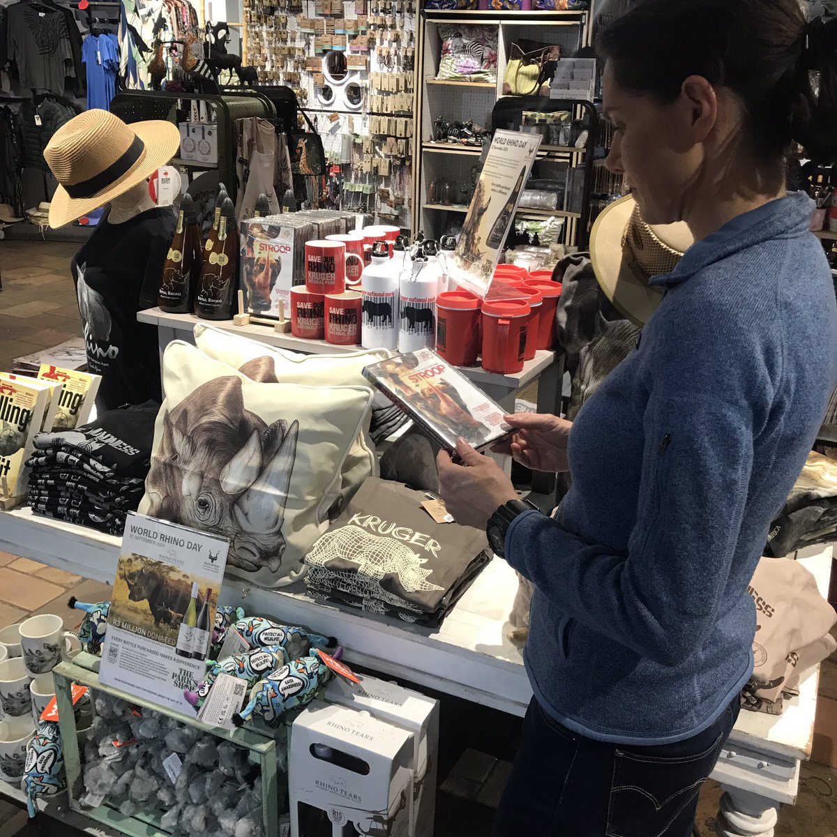 Popped into one of the shops in Kruger and great to see #WorldRhinoDay being promoted... several products giving back to rhinos. All STROOP DVDs sold in the park have proceeds going to the rangers via  <a href="/SANParksHR/">SANParks HR's</a> 

<a href="/STROOP_film/">STROOP: journey into the rhino horn war</a>