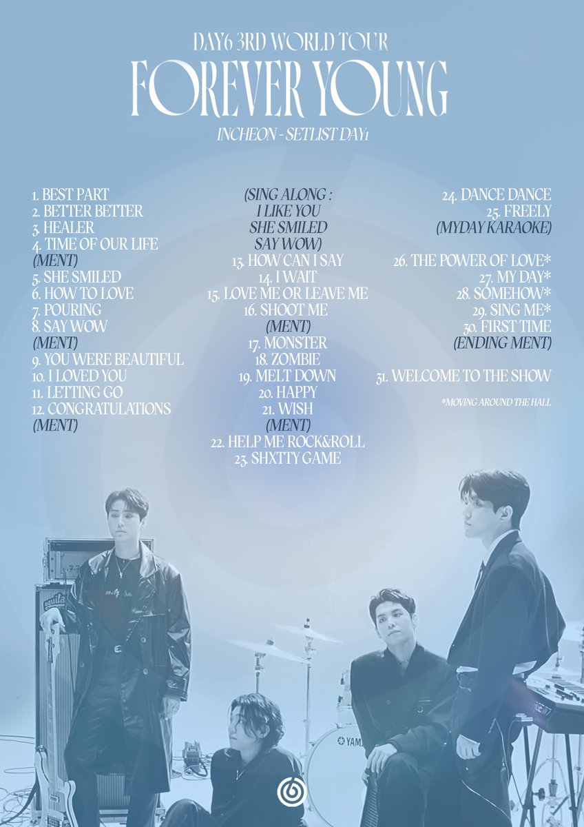 dear_bassist's tweet photo. 240920 / 240921 / 240922
#DAY6 Forever Young 📍 Incheon Setlists https://t.co/VjZaMcqXg4