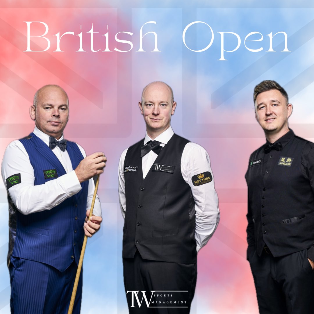 TWSportsManagement (@twsportsmanager) on Twitter photo After a good campaign for us at the English open, weโre back in action as of TOMORROW for the the British open in Cheltenham! ๐ฌ๐ง
<a href="/KyrenWilson/">Kyren Wilson</a> VS Julien Leclercq - 7pm+
<a href="/chris147ace/">Chris Wakelin</a> VS Wu Yize - Tuesday 24th 13.00
<a href="/Stuart__Bingham/">Stuart Bingham</a> VS Ali Carter Or Bulcsu Revesz - Tueaday 24th After a good campaign for us at the English open, weโre back in action as of TOMORROW for the the British open in Cheltenham! ๐ฌ๐ง
<a href="/KyrenWilson/">Kyren Wilson</a> VS Julien Leclercq - 7pm+
<a href="/chris147ace/">Chris Wakelin</a> VS Wu Yize - Tuesday 24th 13.00
<a href="/Stuart__Bingham/">Stuart Bingham</a> VS Ali Carter Or Bulcsu Revesz - Tueaday 24th