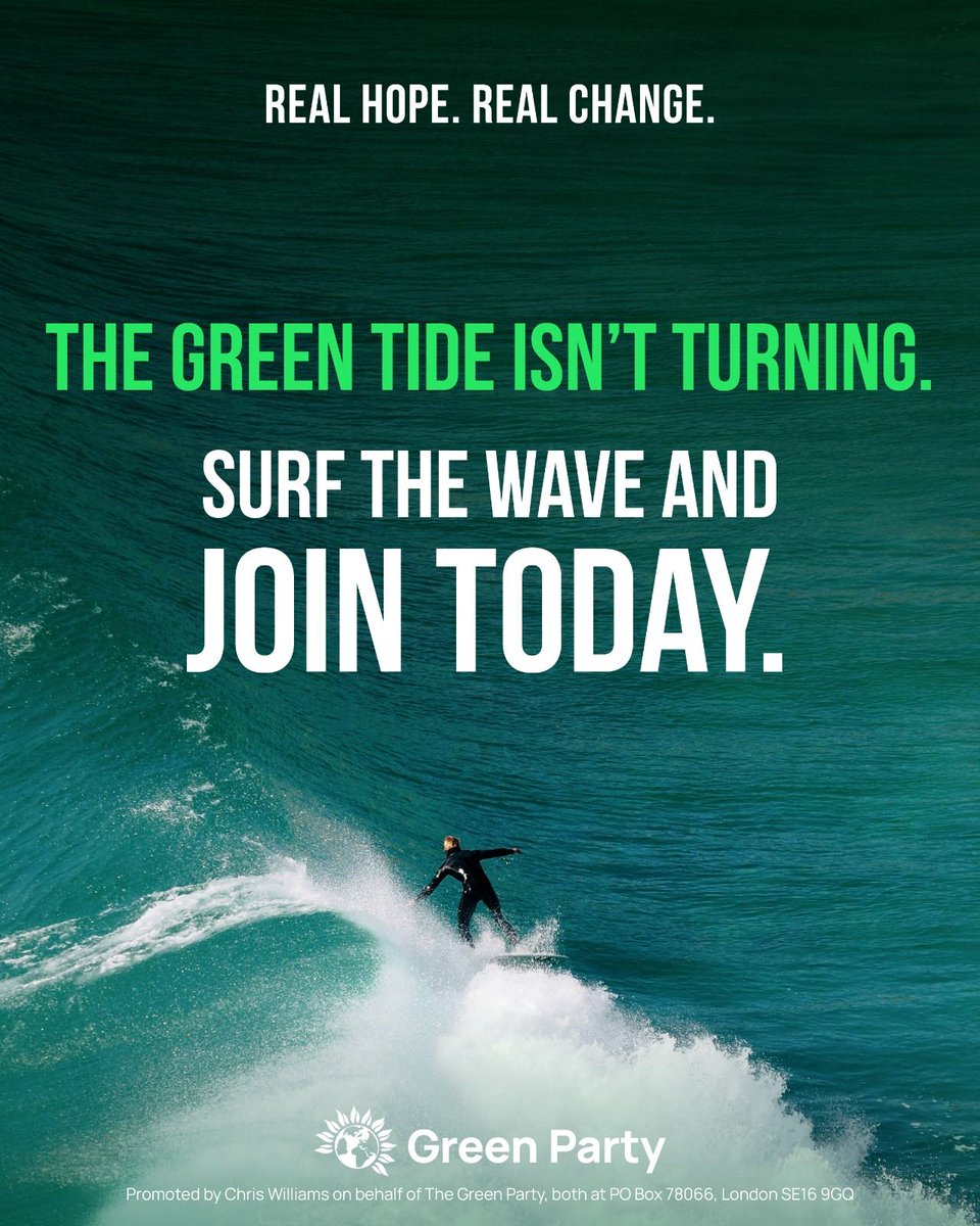The Labour Party are busy discussing "the growing threat of the Green Party" at their conference instead of the real issues facing the country.

Meanwhile, we're busy pushing for a fairer tax system, removal of the two-child benefit cap and real climate action.

Join us today ⤵️