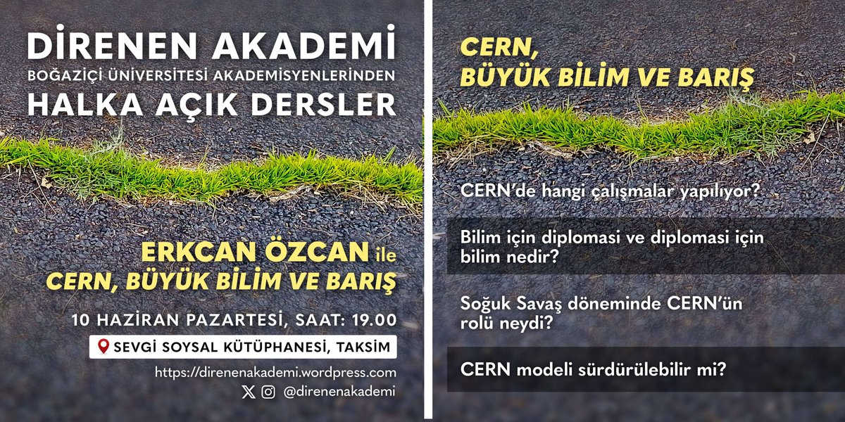 #DirenenAkademiAçıkDersler
#AçıkBilim

📢Boğaziçi Üniversitesi Akademisyenlerinden Halka Açık Dersler Bahar serimizin son iki dersi de artık

hem youtube kanalımızda->
📽️youtube.com/@bogaziciakade…

hem websitemizde->
📽️direnenakademi.wordpress.com/2024/04/07/dir…

Afişleri👇 -- İpucu sorularına dikkat!