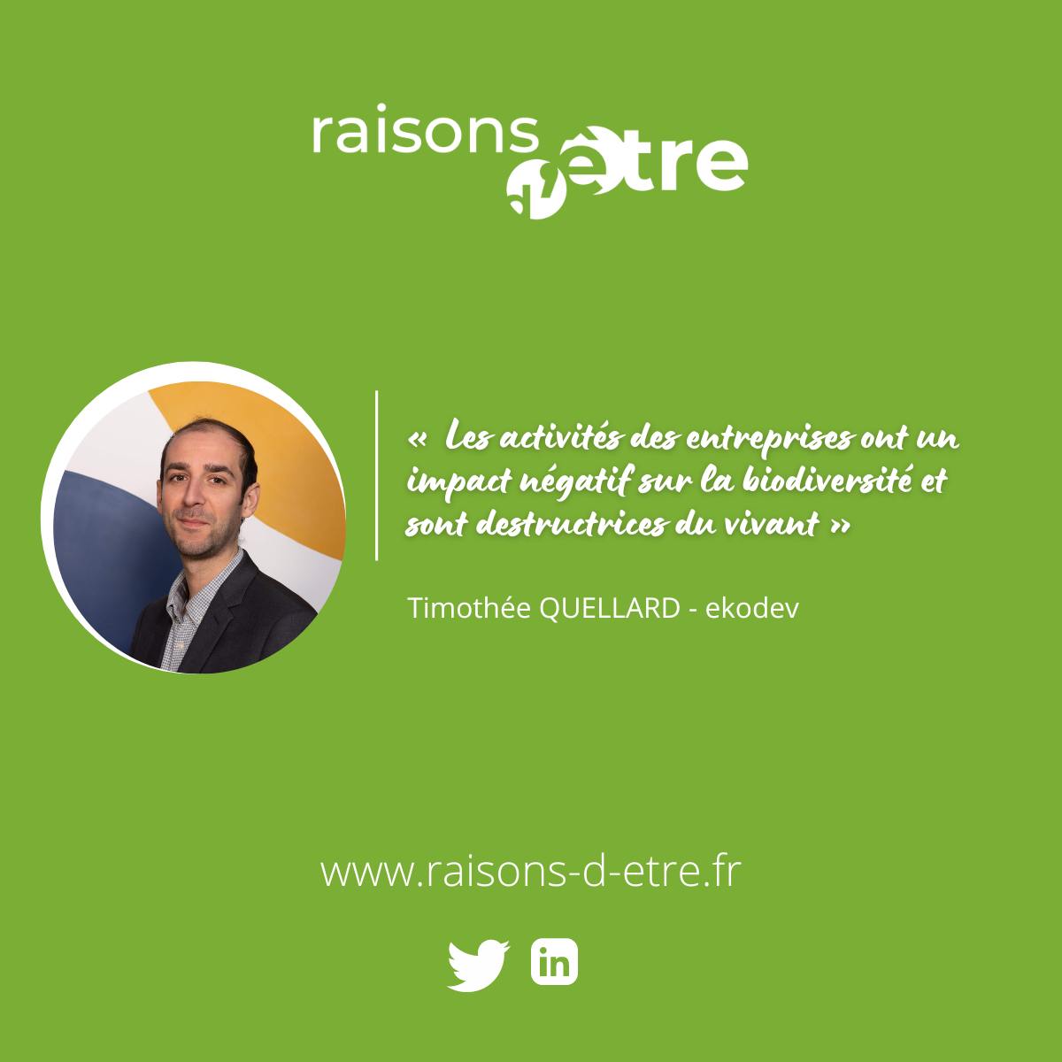 👥💬| #Entretien avec Timothée Quellard, cofondateur d’<a href="/ekodev/">ekodev</a> et expert en biodiversité.

🔹Il alerte sur l’impact destructeur des entreprises sur le vivant et appelle à des modèles économiques plus respectueux.

À lire ici 👉bit.ly/QUELLARD #RSE