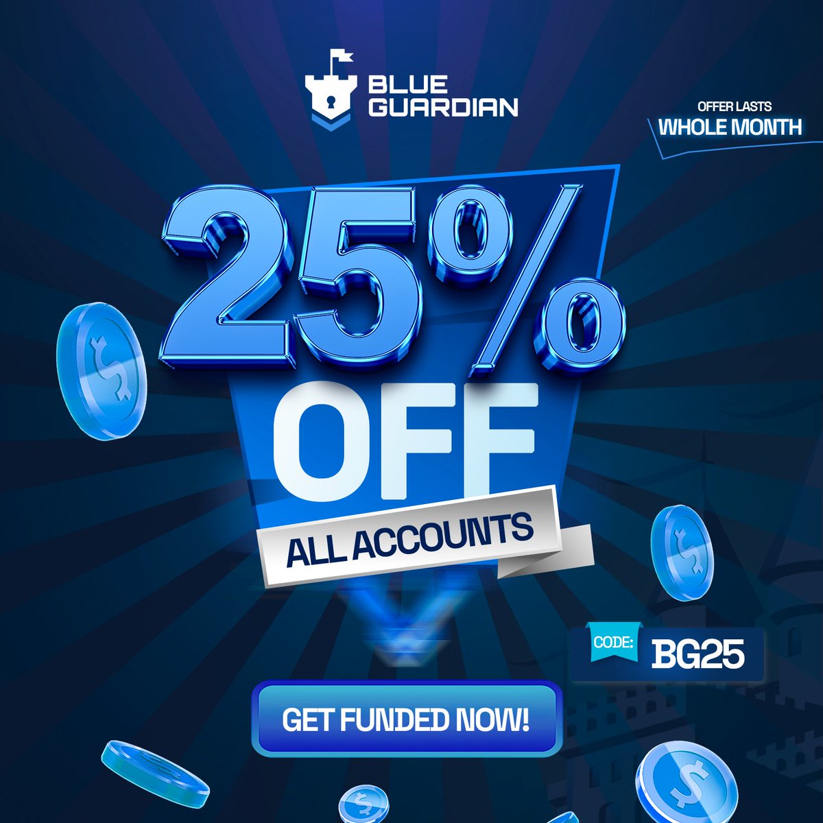 Krypto_Eagle's tweet photo. $100,000 Giveaway 💥🎉 

🚨 4 x $25,000 Accounts 🚨 

Steps :

• Like and RT both this post and the @BlueGuardiancom pinned
 
• Follow
@BlueGuardiancom @BaintzCEO 
@Krypto_Eagle 

• Comment your favorite Blueguardian feature https://t.co/Le8WW2K2xh