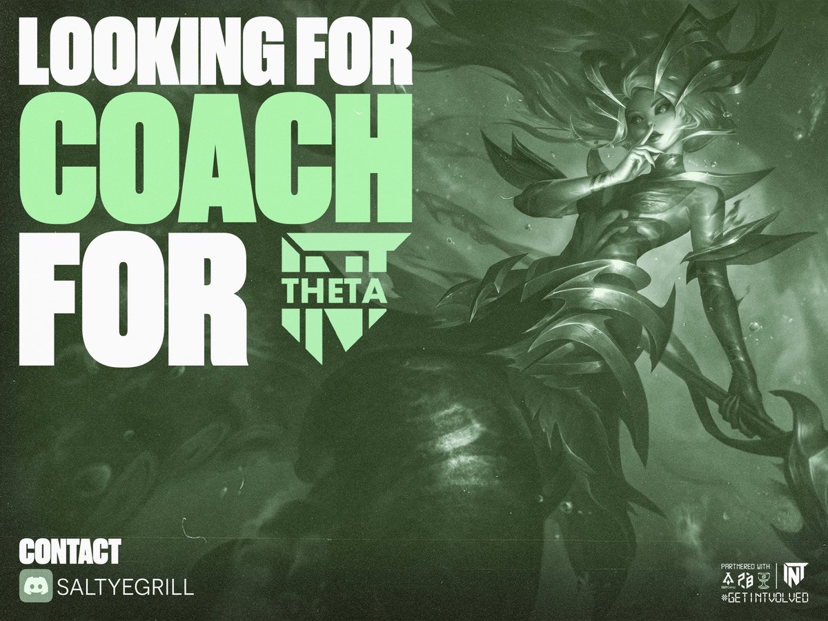 Für unser 4. Liga Team Theta intSport suchen wir noch einen Coach! Mit @salty_egrill steht dem Team bereits eine erfahrene und kompetente Managerin zur Seite. Nun suchen wir noch ein strategischen Kopf, um den Teamstaff zu vervollständigen

#getINTvolved und meldet euch bei ihr!