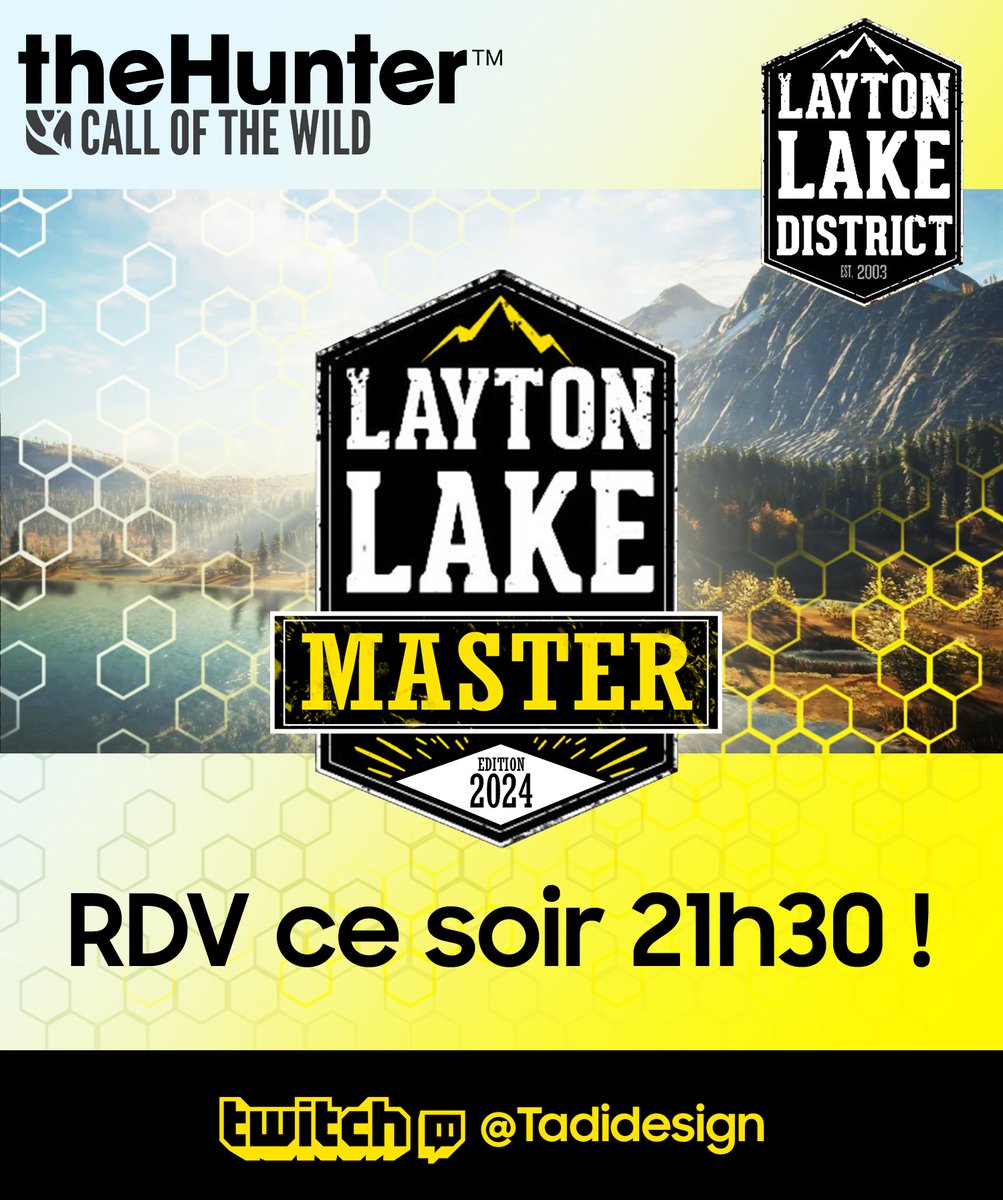 Tadidesign's tweet photo. 🥇🥇 LAYTON LAKE MASTER 🥈🥈 [ [Ep. 02] - The Hunter : COTW 
RDV à 21h30 sur Twitch @tadidesign ! 
Viens, on sera bien ! 😎 
#cotw #callofthewild #thehunter #gaming #streamer #twitch #jeuvideo #laytonlake #expansiveworlds #chasse #hunting #huntinggame #fps #simulation #PS5 https://t.co/nPqhsvH1Rg
