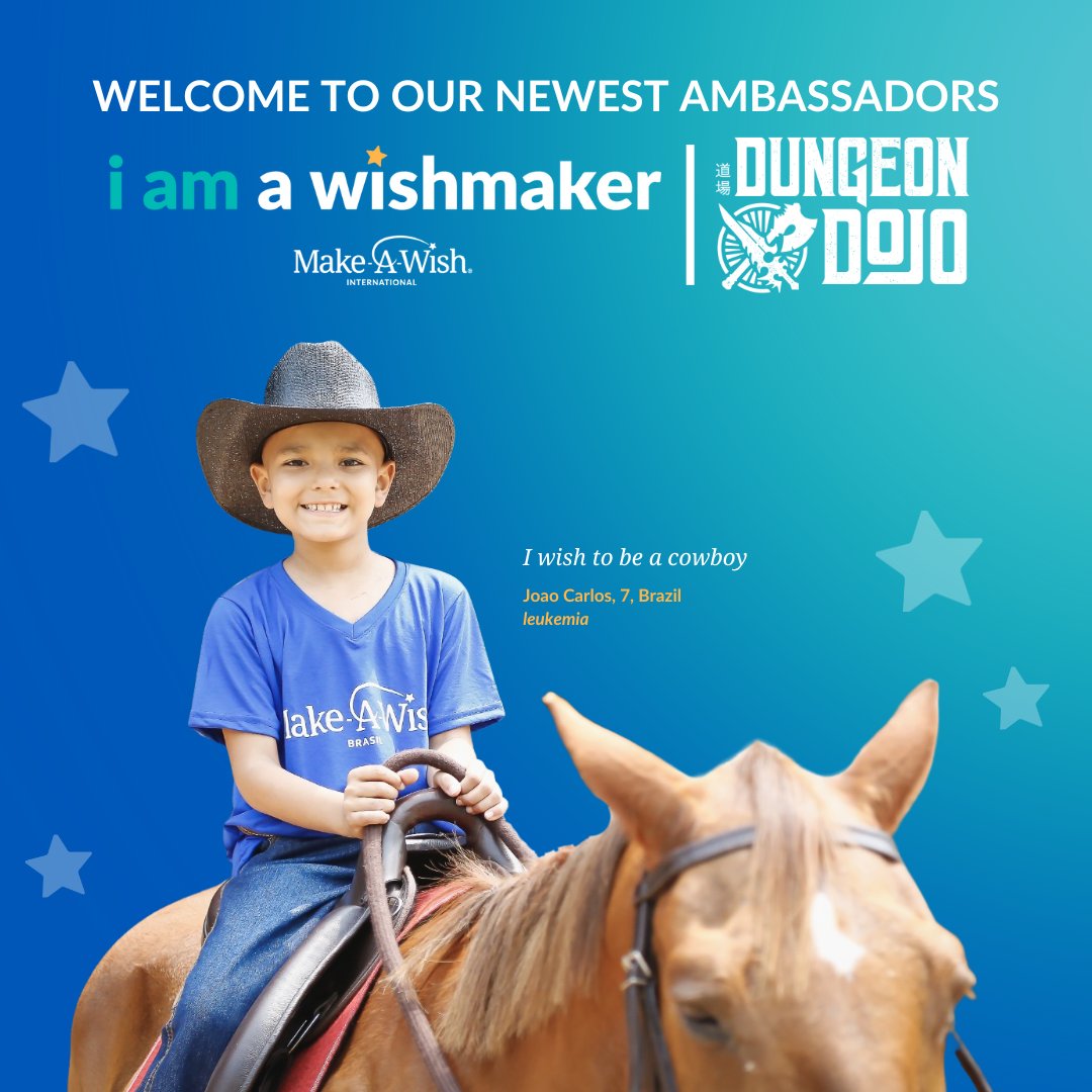 MakeAWishIntl's tweet photo. Our new ambassador program - I AM A WISHMAKER - welcomes @dungeondojowow! As they cover Race to World First this weekend they are also fundraising to grant wishes! #DDRWF Our ambassadors not only fundraise for wishes but they raise awareness of our important global work. https://t.co/J0yId2n4UB
