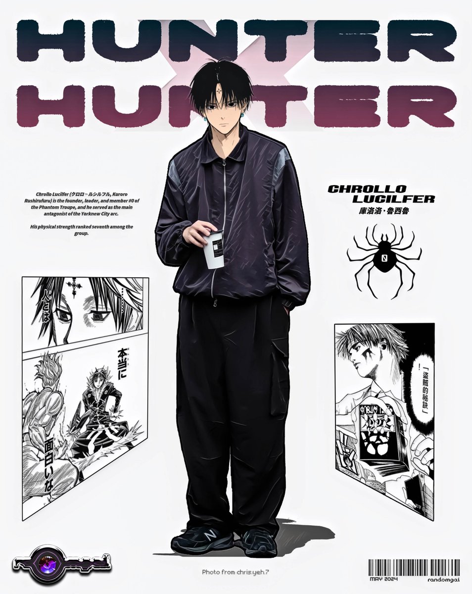 Random__Gai's tweet photo. #randomgai #ootd #anime #manga #fanart #fandom #hybeast #highsnobiety #digitalartist #hybeast #fashion #snobshots #adidas #動漫穿搭 #動漫人物 #全職獵人 #chrollolucilfer #庫洛洛魯西魯 https://t.co/Wzwnfszulw