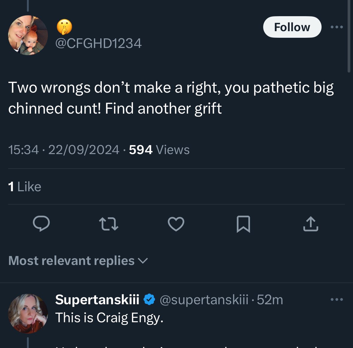 supertanskiii's tweet photo. This is Craig Engy, aka @CFGHD1234 a bin man from Hull. I wonder if @Hullccnews employ him?

I decided to shine a light on him for abusing women online. 

He responds by changing his profile pic to a years deep Insta story photo of me with a friends baby.  Not fucked up at all. https://t.co/uAcpu01qBI