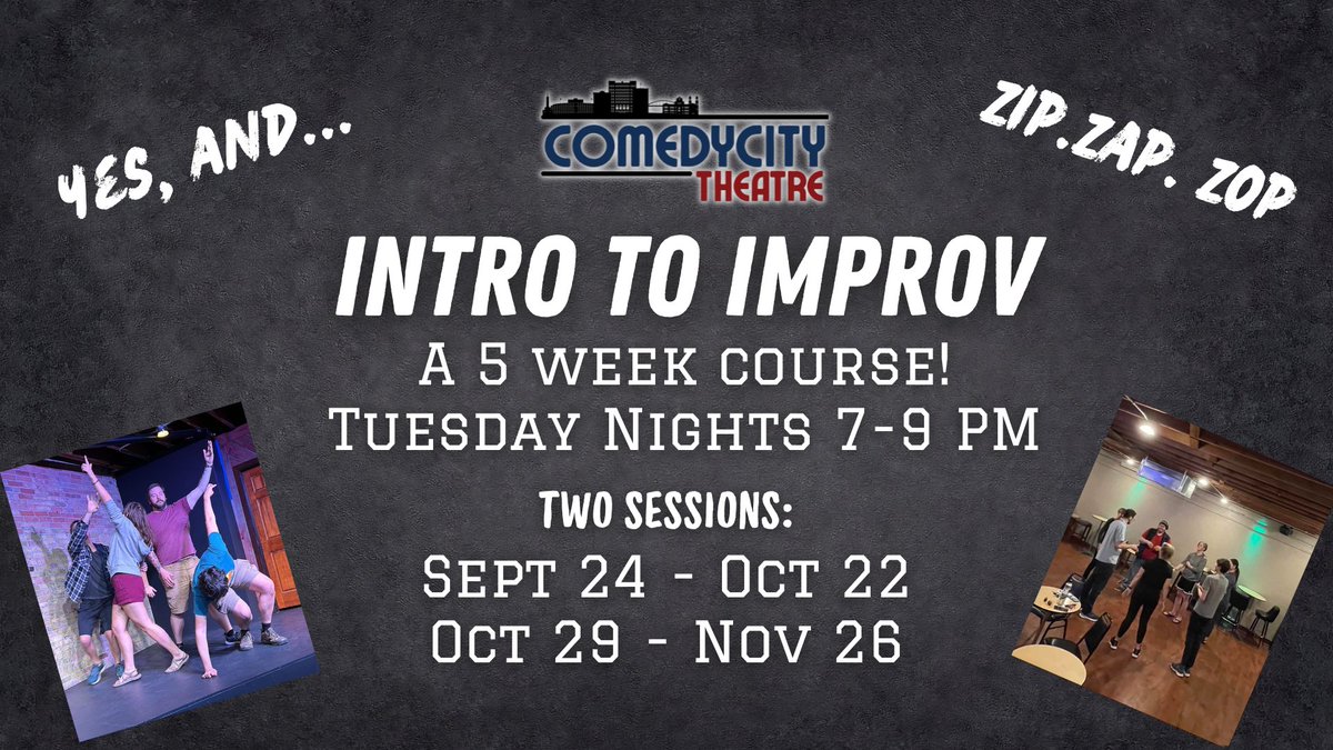 Improv is a lot of things. Teamwork. Listening. Problem-solving. Trust. Flexibility. Creativity. Therapeutic. Empathy. Most of all:  it is fun.  learn the basics of improv and a whole lot about yourself in the process.   

comedycity.vbotickets.com/event/introduc…