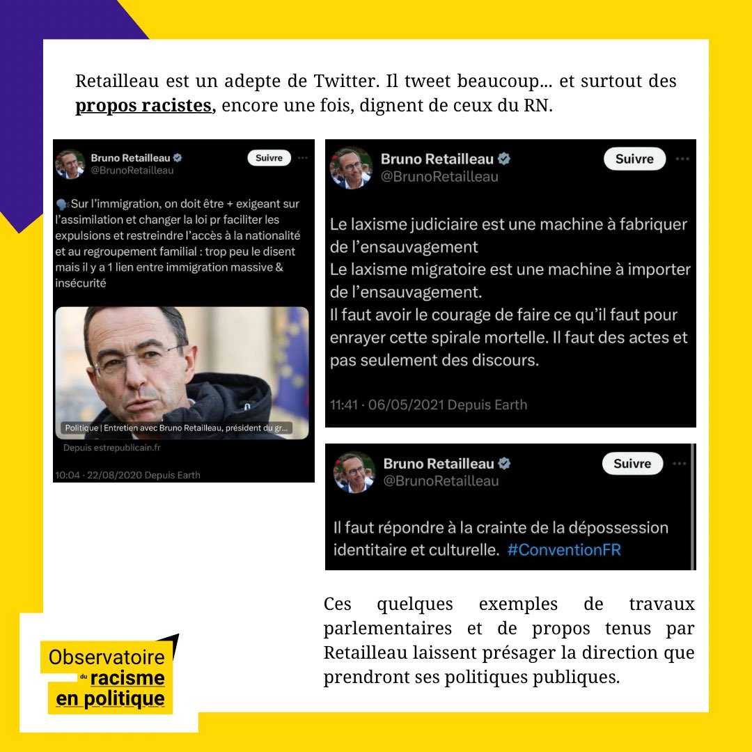 ObsRApolitique's tweet photo. Le #GouvernementBarnier est constitué de nombreux soutien de la Manif pour tous. Il comprend aussi des personnes ayant proféré des propos racistes ou voté des textes racistes. 

Ce gouvernement menace les droits des LGBT et des personnes racisées.

1 jour-1 focus sur un ministre. https://t.co/Jtor3A7CQk