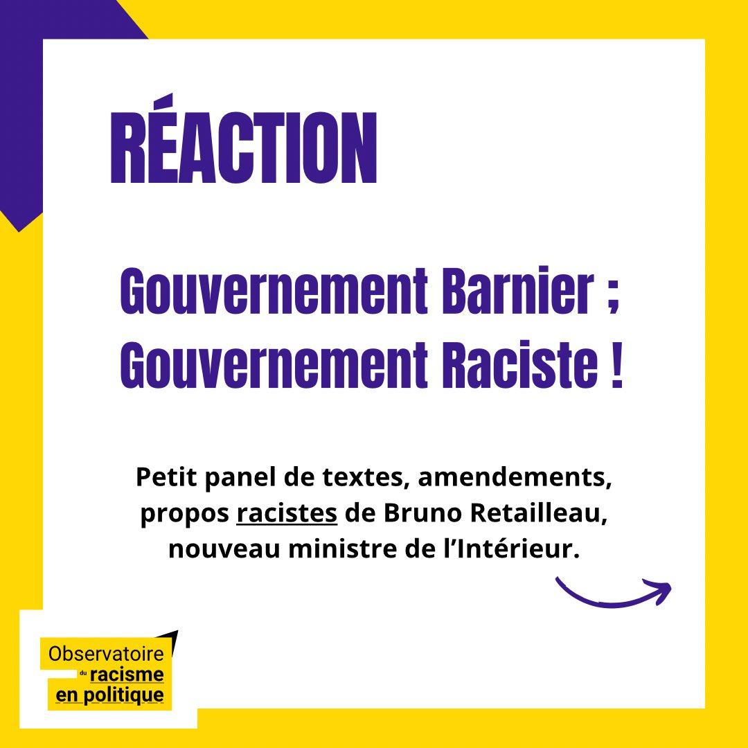 ObsRApolitique's tweet photo. Le #GouvernementBarnier est constitué de nombreux soutien de la Manif pour tous. Il comprend aussi des personnes ayant proféré des propos racistes ou voté des textes racistes. 

Ce gouvernement menace les droits des LGBT et des personnes racisées.

1 jour-1 focus sur un ministre. https://t.co/Jtor3A7CQk