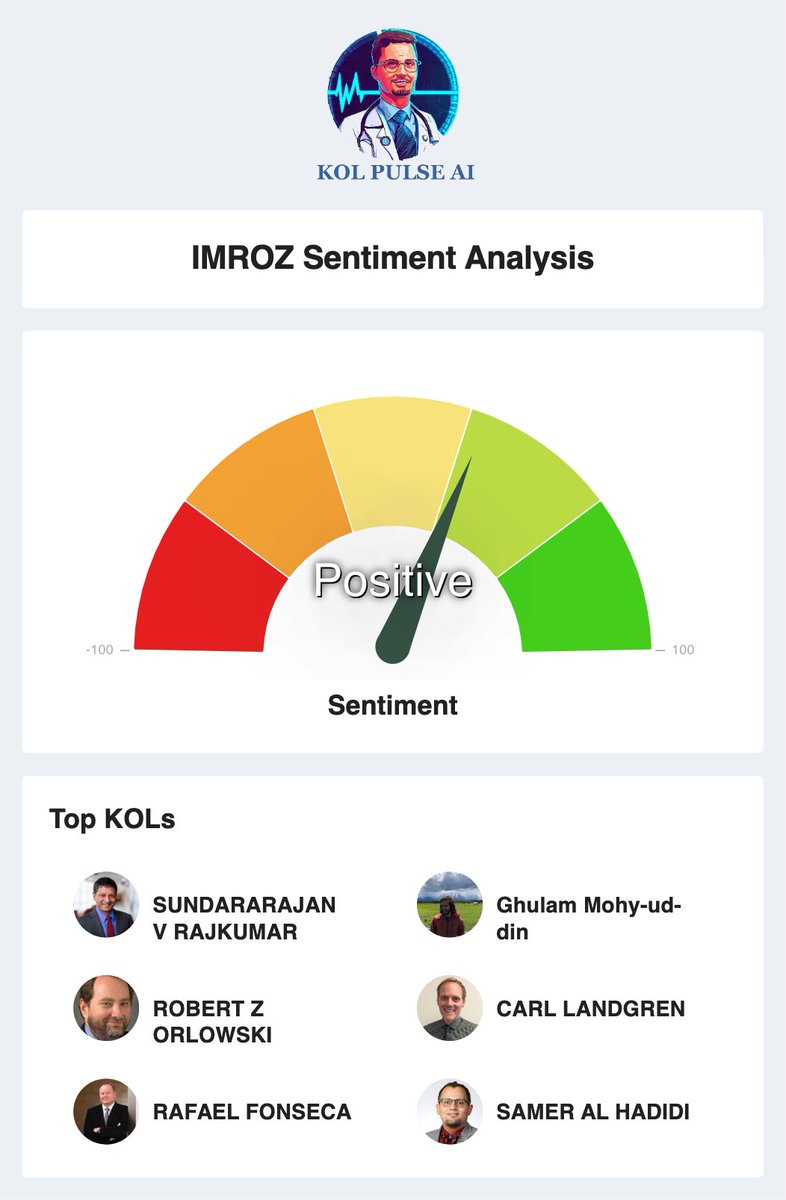 IMROZ Clinical Trial Sentiment hubs.ly/Q02QGZMC0 grants FDA Approval based on IMROZ clinical trial.
Read what Myeloma Experts think of this clinical trial by <a href="/sanofi/">Sanofi</a>