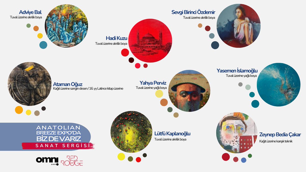 omnieventm's tweet photo. 📣In collaboration with Red Rouge Art Gallery and Omni Event, you are invited to the art exhibition at @AnatolianBreeze !
Get ready to discover the different textures of art with the fascinating works of 14 artists from Turkiye and Canada! 🌟
#anatolianbreezeexpo #canadaevents https://t.co/ZeALMmnDxV