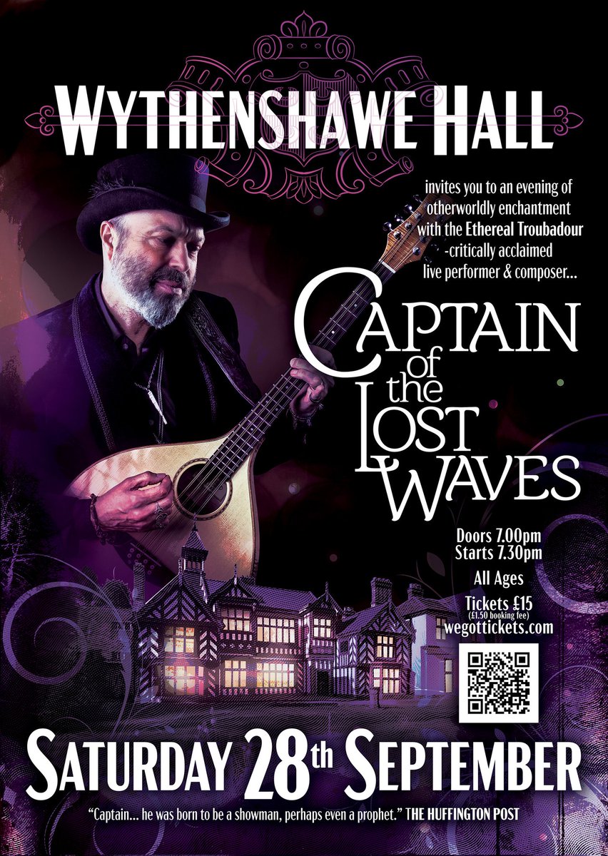 LadyOfWythyHall's tweet photo. We have fabulous musical entertainment and historical displays at Wythenshawe Hall this weekend. There are a few tickets left for The Captain Of The Lost Waves album launch on Saturday evening - see QR.

On Sunday, we explore how the Tatton family was involved in both World Wars. https://t.co/mPgPzXHfXz
