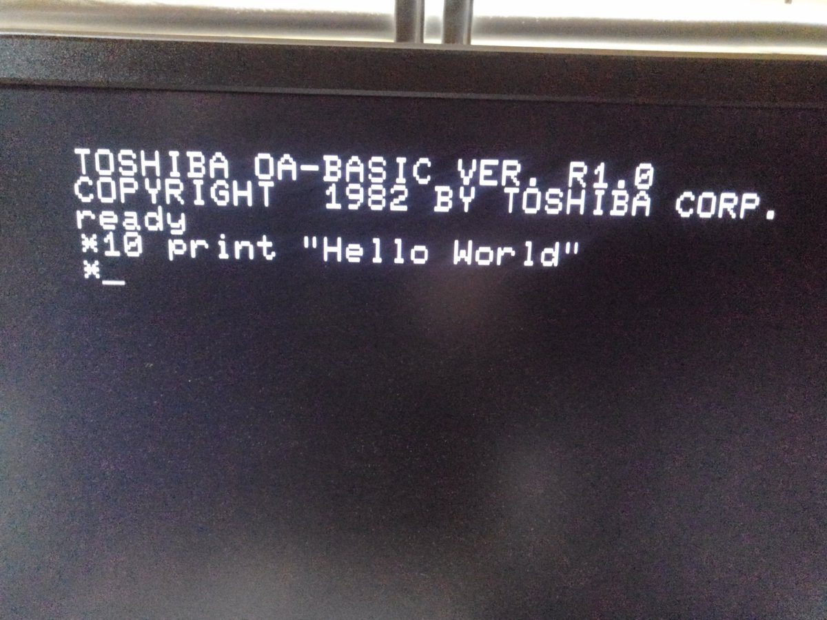 toshitada1973's tweet photo. OA-BASICのPA7012を起動してみたよ。マニュアルとか無いけど、…ふむ。動いた。#PA7012 #PASOPIA https://t.co/OGsAkxorV7