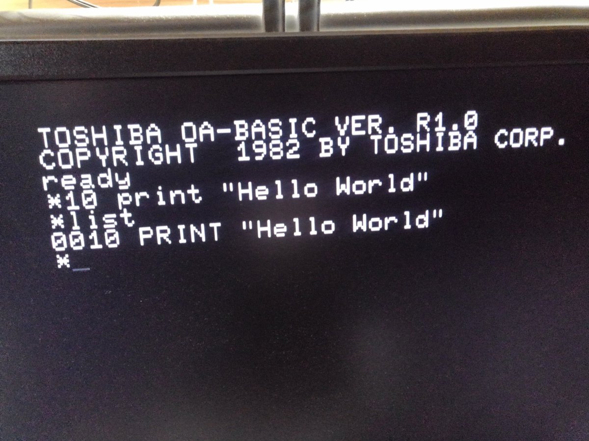 toshitada1973's tweet photo. OA-BASICのPA7012を起動してみたよ。マニュアルとか無いけど、…ふむ。動いた。#PA7012 #PASOPIA https://t.co/OGsAkxorV7