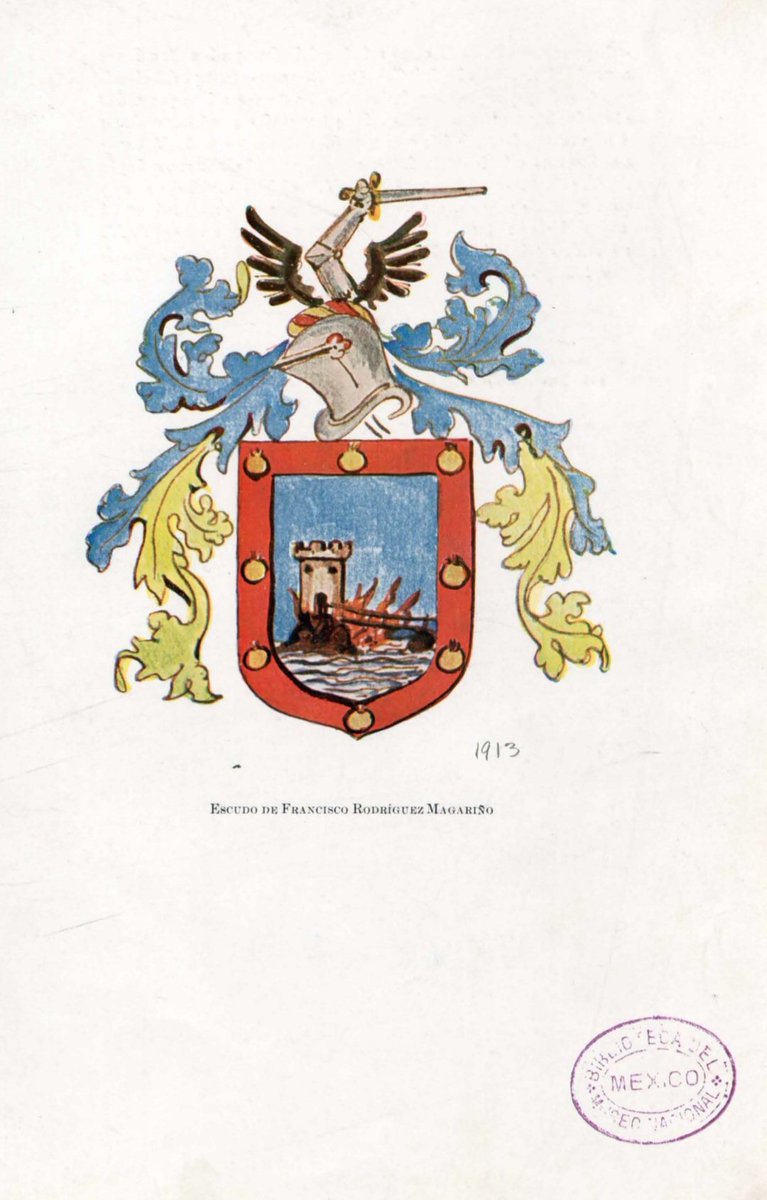 Francisco Rodríguez Magariño was one of the "Conquistadores" who helped Hernan Cortés in the conquest of México. For his bravery in battle he received a "Escudo de Armas" that featured a castle and burning wooden bridge to commemorate one of his feats.