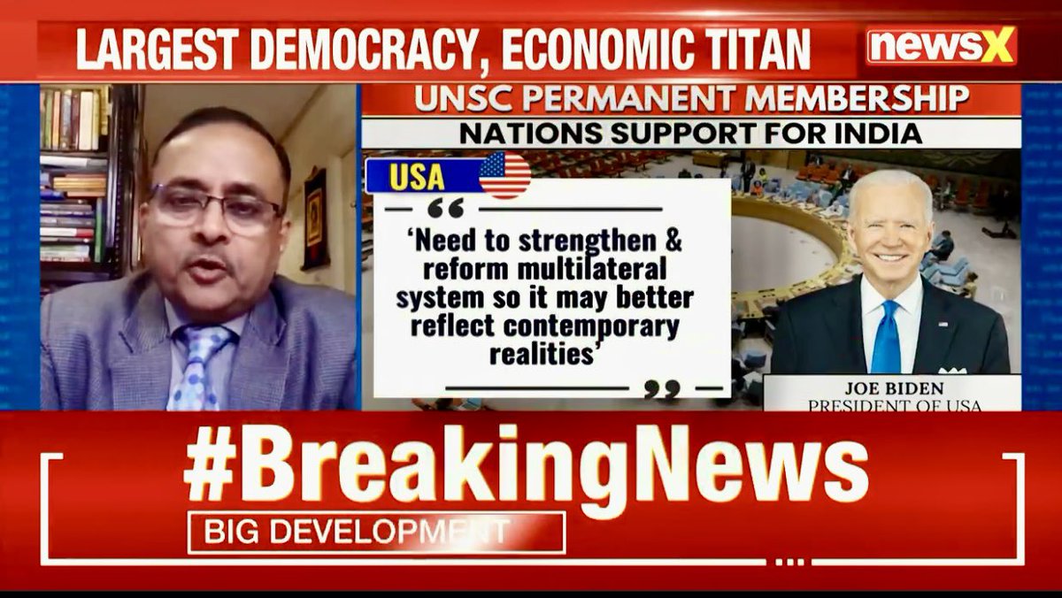 JayantKrishnaIN's tweet image. Happy to have spoken with  @UdayPratapSingh of @NewsX on @UnitedStates President @JoeBiden @POTUS supporting #UNSCReforms for a permanent membership for India in the @UN Security Council. @security_un @CSISIndiaChair @USISPForum @USIBC @PMOIndia @narendramodi @DrSJaishankar