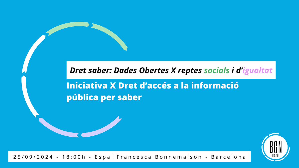 lourdesmunoz's tweet photo. 📅 El dia 25/9 a @iopendatabcn reflexionarem sobre el paper de les dades obertes i la informació pública de qualitat, per abordar els reptes socials com el drets de les dones i la lluita contra la violència masclista.
Inscripcions i + Info 👉 https://t.co/IsWEFTDY9h #DataXsocial https://t.co/zJYsPeBvtS