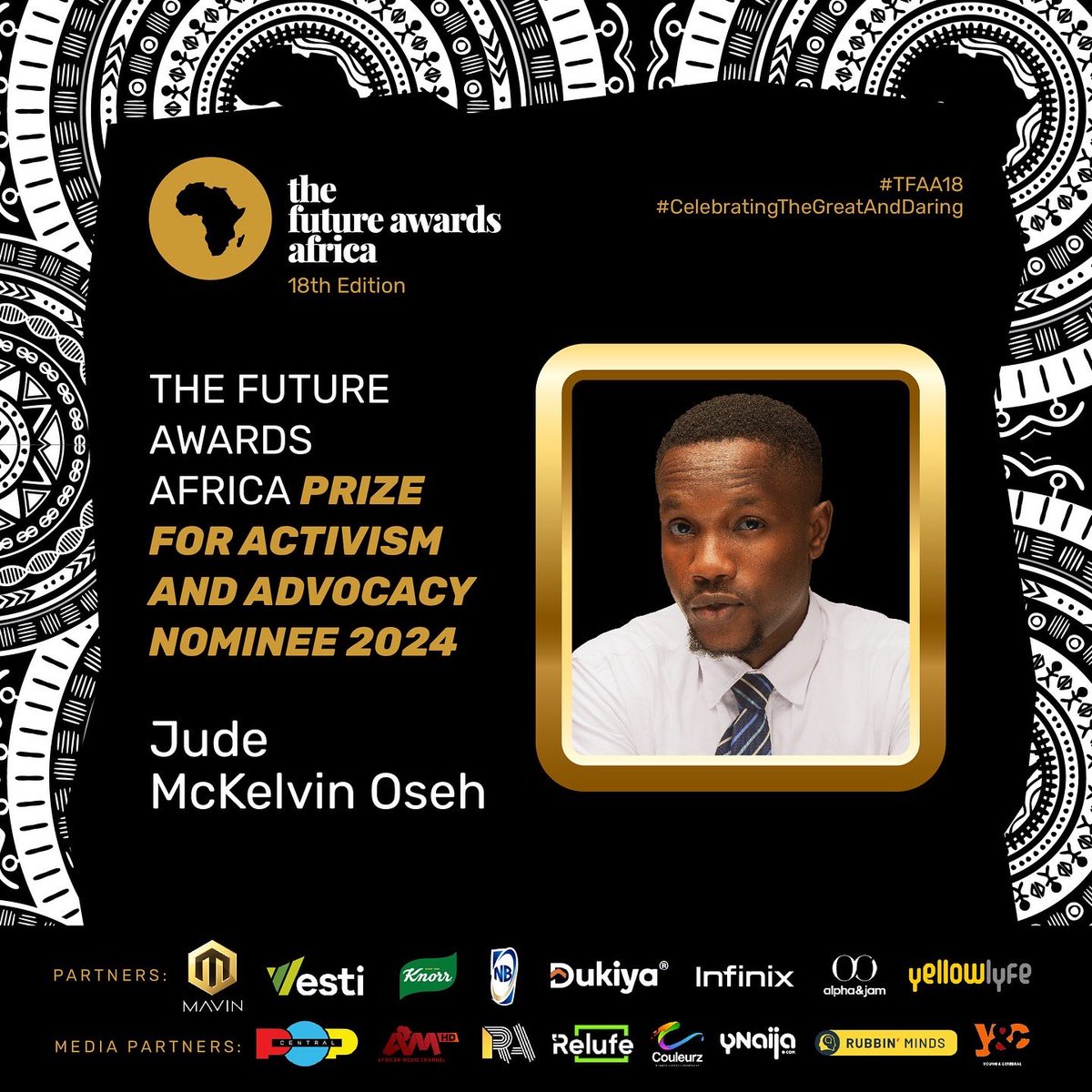 Presenting the 2024 nominees for The Future Awards Africa Prize For Activism and Advocacy! 

These fearless individuals are catalysts for change, igniting movements that challenge the status quo and empower communities.

#TFAA18
#CelebratingTheGreatAndDaring
#NomineesUnveiling