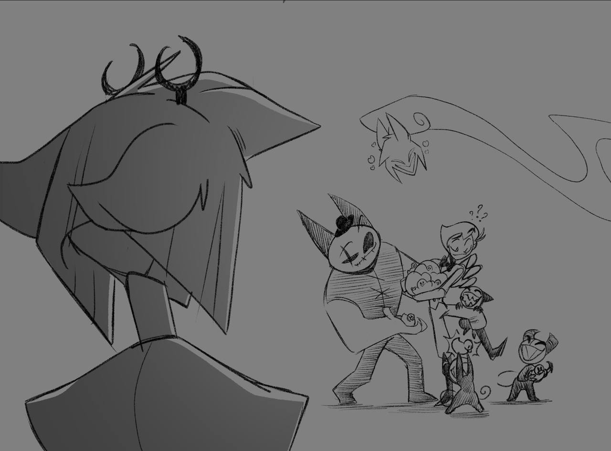 i_inuxi's tweet photo. Oh... Well... I guess Alastor's minions belong to Lucifer now, too 🤨

#HazbinHotel #HazbinHotelFanart #HazbinHotelLucifer #LuciferMorningstar #HazbinHotelAlastor #sketch #radioapple https://t.co/0zy4t2u2NI