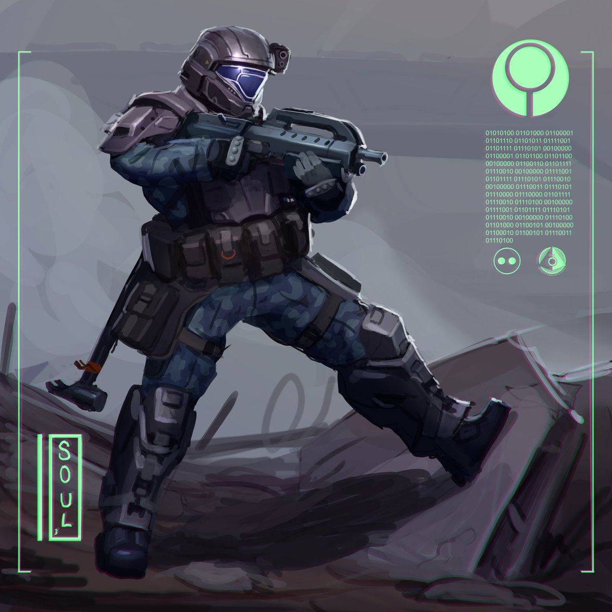 Soul_ant19's tweet photo. Happy birthmas Halo 3: ODST, 
lets start a cheeky ODST art train! https://t.co/M3Dww58xWU