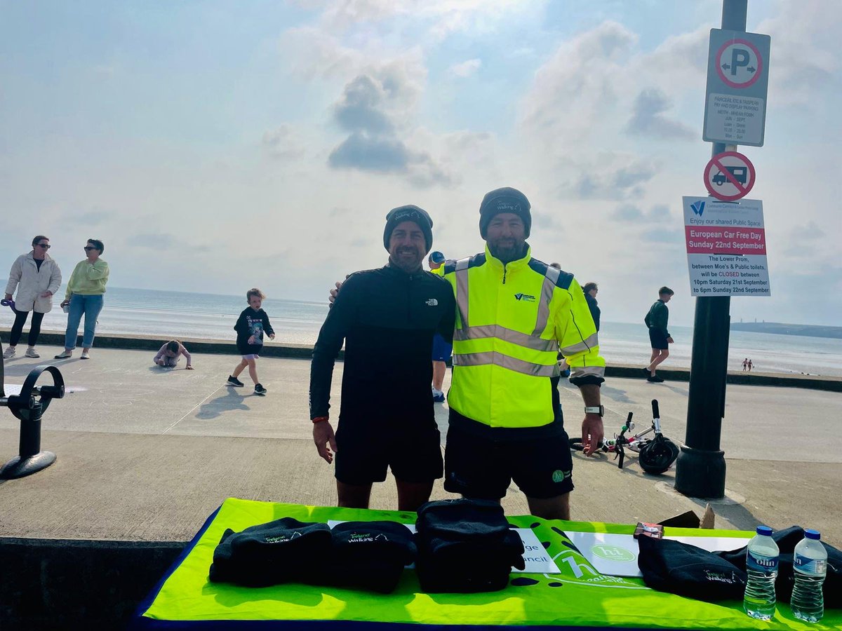 GetIreWalking's tweet photo. We also attended #CarFreeDay24 in Tramore, Co. Waterford. GIW's Programme Manager, Jason King with @HealthyWaterfords Eoin Morrisey supporting the initiative! Lots of #walkers at this event! https://t.co/eIJP8nRjnc