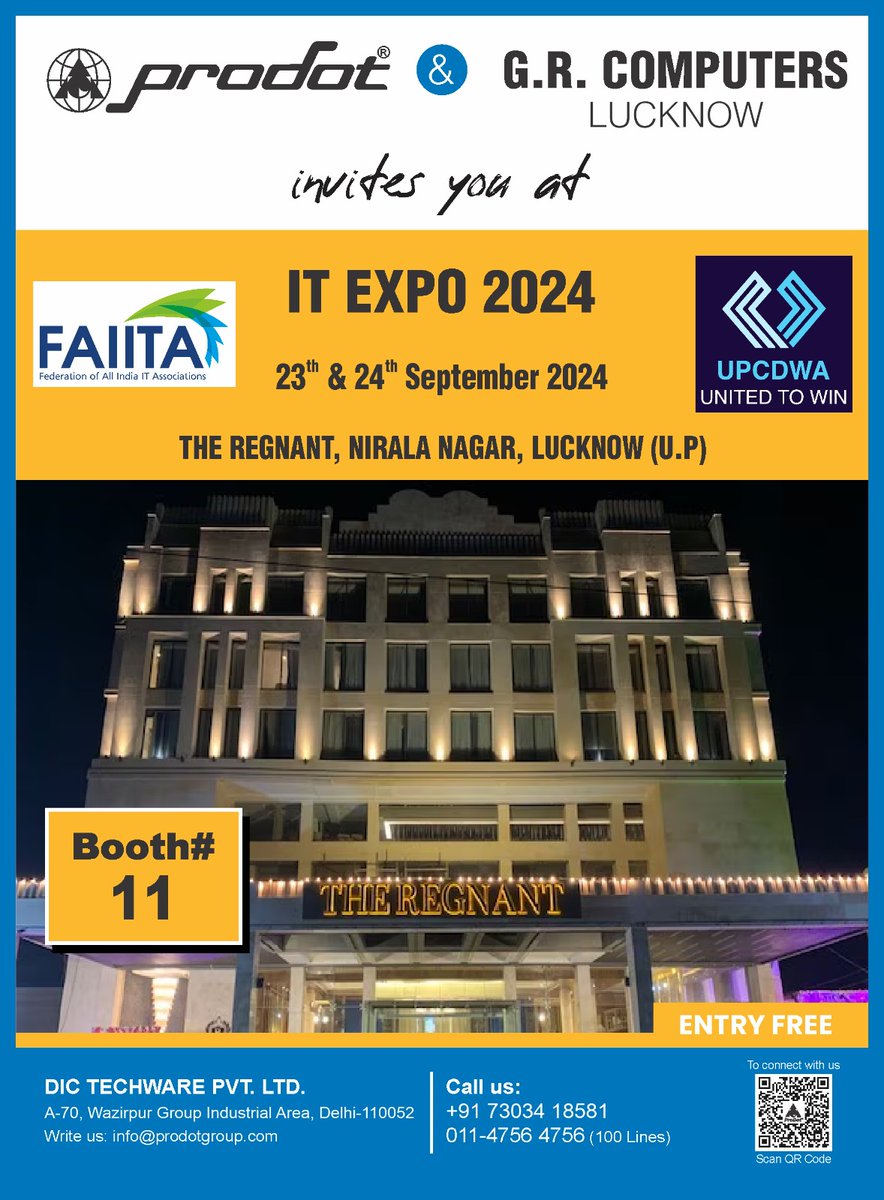ProDotGroup's tweet image. Prodot and G.R. Computers are excited to invite you to explore the latest in technology on September 23-24 at Regnant, Nirala Nagar, Lucknow. Don’t miss out on innovative solutions! See you there! 💻✨

#ProDot #prodotofficial #prodotgroup #exhibition #peripherals