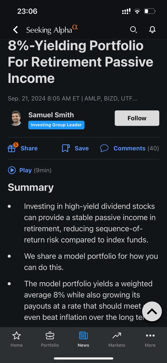 การลงทุนในหุ้นปันผลสูงให้ Passive ที่มั่นคงช่วงเกษียณและลดความเสี่ยงช่วงที่ตลาดผันผวนได้

- พอร์ตหุ้นตัวอย่างที่ให้ปันผลเฉลี่ย 8%
- หุ้น: $EPD, $ET, $MPLX, $GBDC, $MSDL, $BEP
- กองทุน : $SCHD, $PFFR, $JEPQ
- เหมาะสำหรับสร้างรายได้ที่มั่นคงพร้อมการเติบโตในระยะยาว