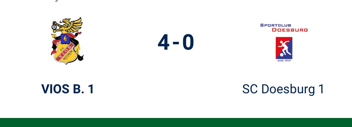 "Een prima teamprestatie: een 4-0 thuisoverwinning op <a href="/SC_DOESBURG/">SPORTCLUB DOESBURG</a> . Doelpuntenmakers: 1-0 Lars, 2-0 Sven, 3-0 Jasper en 4-0 Ruud."