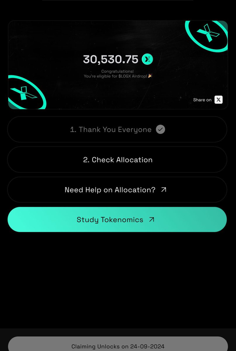 I got 30.5k $LOGX, passive income here we go! 🏆