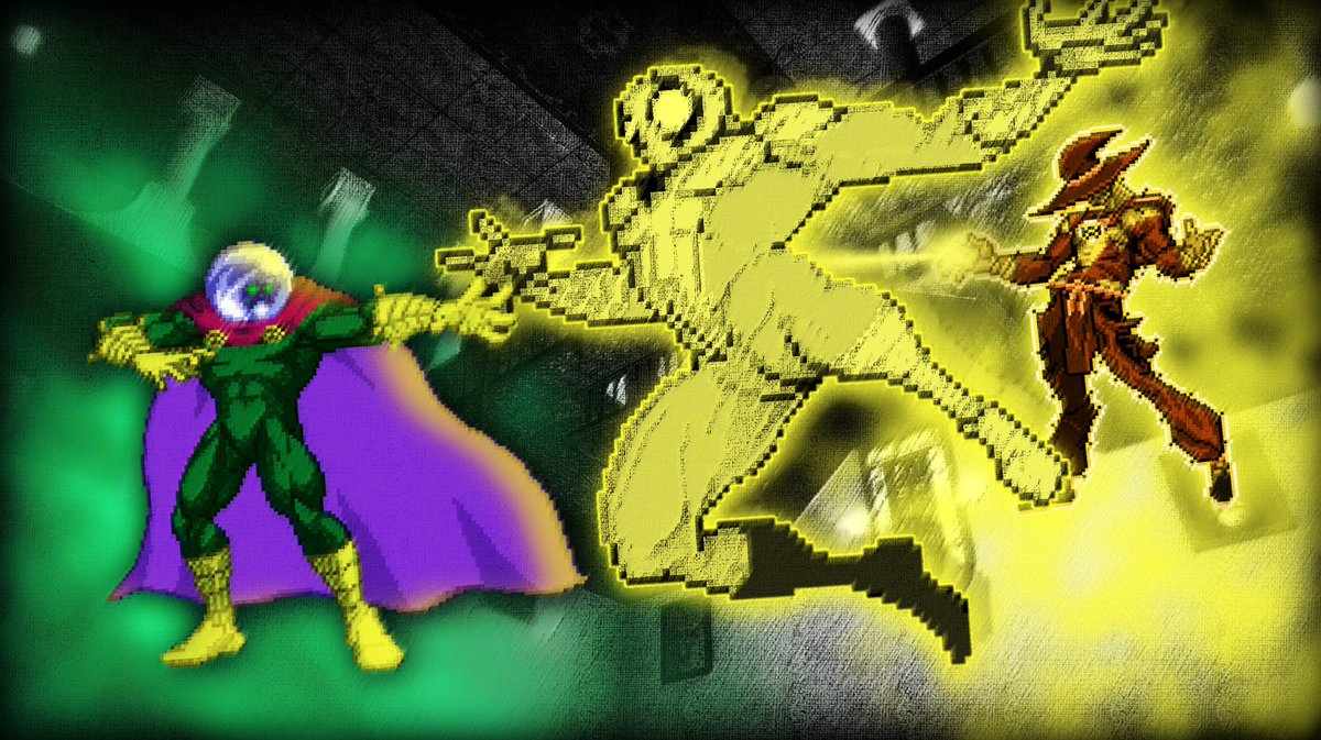 breadbybread_'s tweet photo. mysterio vs scarecrow (#Marvel  vs #DC_Comics) | #DeathBattle sprite art 

everyone say happy birthday to @Leafster470aotc this very instant. https://t.co/ywSHMDhaPy