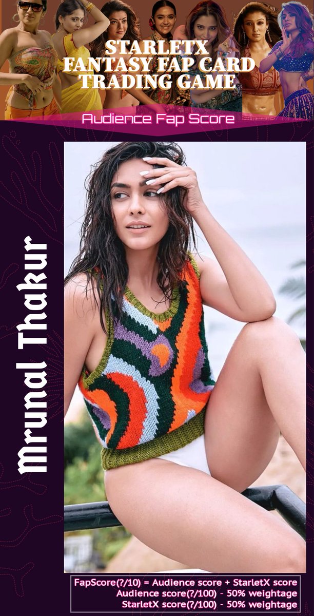 StarletX_'s tweet photo. #StarletXFantasyFapCardTradingGame

AudienceFapScore(?/100):

Let's see how much FapScore will #MrunalThakur get for this pic

Give your score in the below poll 👇
(To join our StarletX Scoring group, comment below)

To Participate in the game,register your membership(comment) https://t.co/MBJ4EdzR1g