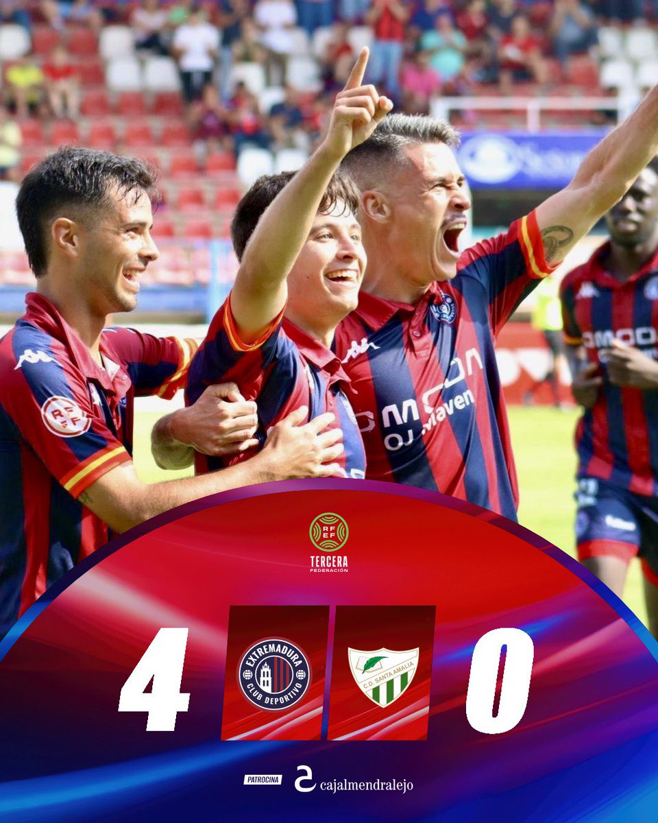 🔚 𝗙𝗜𝗡𝗔𝗟 𝗗𝗘 𝗣𝗔𝗥𝗧𝗜𝗗𝗢

✅ Victoria del equipo con los goles de Pablo Platero (x2), Juanmi Callejón y Bernal.

¡SIIIIIIIIII! ¡EXTREMADURA! 👏👏👏👏💙❤️

#ExtremaduraSantaAmalia #TerceraRFEF