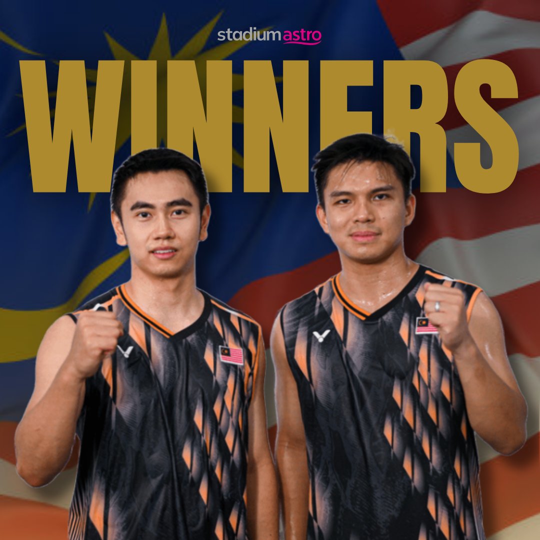 stadiumastro's tweet photo. MALAYSIA BOLEH 🇲🇾 🔥

Goh Sze Fei and Nur Izzudin are your China Open 2024 Champions!

Huge congratulations on this incredible milestone 🎉

#ChinaOpen2024
#BadmintonMalaysia https://t.co/Eh37cfvUP7