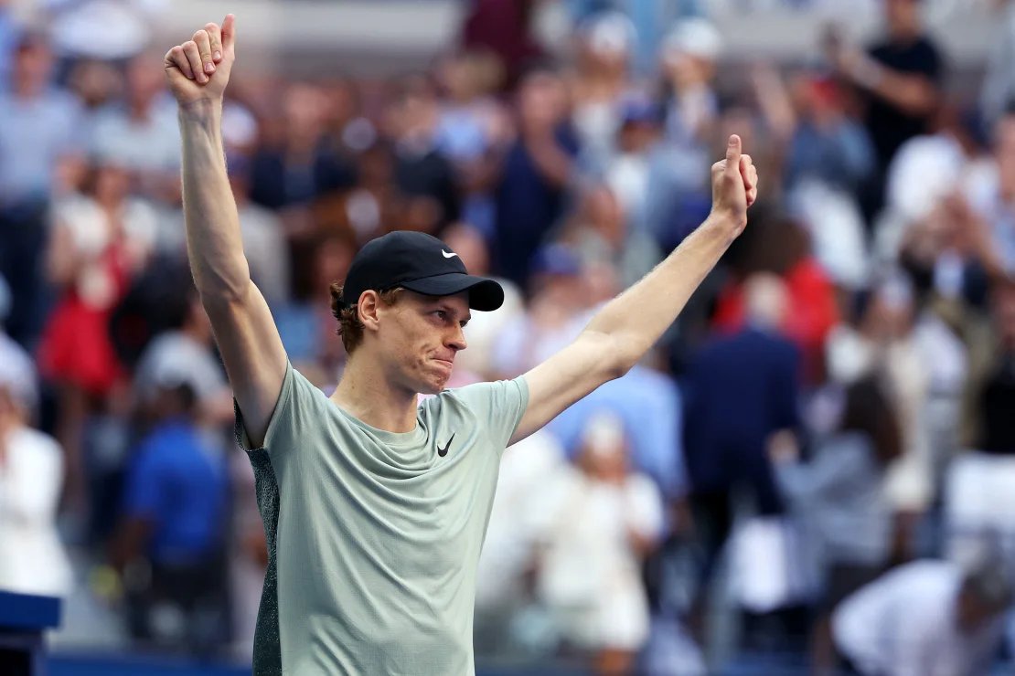 MKSportsHQ's tweet photo. World No. 1 #JannikSinner claimed his second #GrandSlam title by defeating American #TaylorFritz at the US Open on Sunday. Fritz, ranked No. 12, aimed to be the first American man to win a Grand Slam singles title in 21 years, since Andy Roddick's 2003 US Open victory.

#USOpen24 https://t.co/8KvuLJ5qps