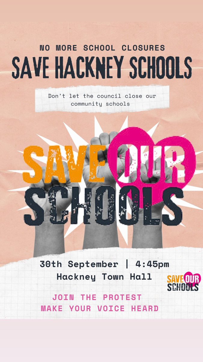 byrne2024's tweet photo. Dismayed to see Hackney Labour council, just one week into a bY-election, proposing to close or merge 6 schools. Education cuts hurt our kids. #sarahbyrne4londonfields #hackneyNEU https://t.co/2ltX96WfUF