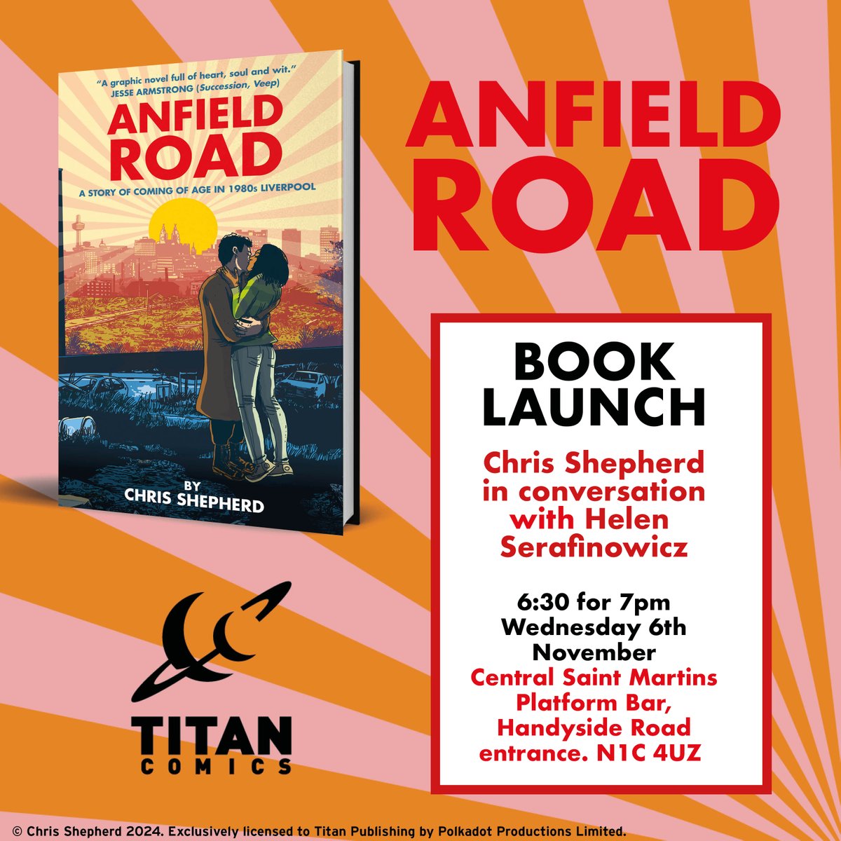 chris shepherd @thechrisshepherd.bsky.social (@chris__shepherd) on Twitter photo London friends: You coming along to the book launch of Anfield Road on the 6th Nov? I'll be in conflab with <a href="/hellycake/">Hellycake 🍰</a> and signing books. Full details here. anfieldroadstory.com/anfield-road-l… <a href="/csm_news/">Central Saint Martins</a> <a href="/ComicsTitan/">Titan Comics</a> London friends: You coming along to the book launch of Anfield Road on the 6th Nov? I'll be in conflab with <a href="/hellycake/">Hellycake 🍰</a> and signing books. Full details here. anfieldroadstory.com/anfield-road-l… <a href="/csm_news/">Central Saint Martins</a> <a href="/ComicsTitan/">Titan Comics</a>