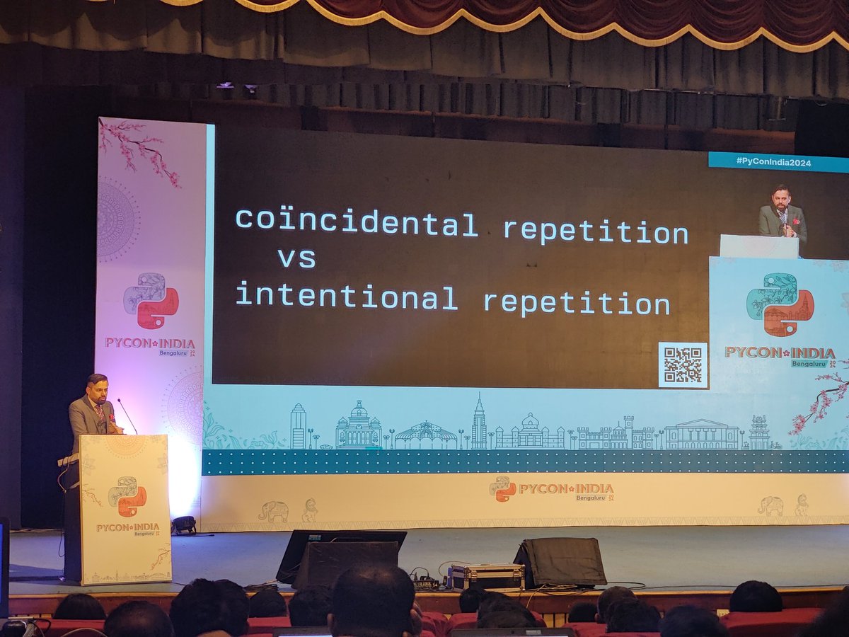 jackerhack's tweet image. Listening to @dontusethiscode at #PyConIndia2024 has been totally worth the price of admission. (This slide asking if &quot;DRY&quot; should be &quot;Don&apos;t Repeat Yourself&quot; or &quot;Do Repeat Yourself&quot;.)

Can&apos;t wait for the video to replay with pauses to reflect on.