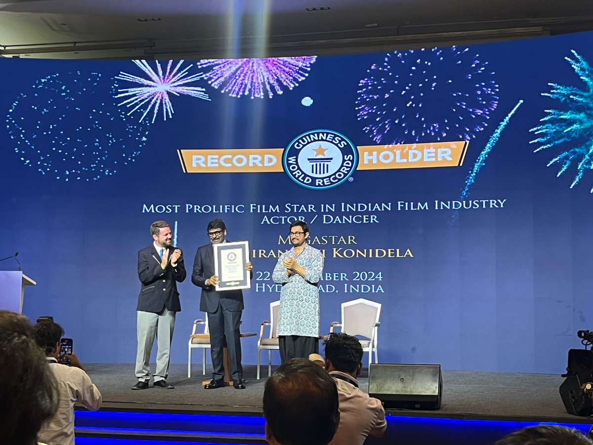 MS Raju (@msrajuofficial) on Twitter photo Congratulations #MegastarChiranjeevi garu on achieving guiness record for 24,000 dance movements.....great , greater & greatest moments for all of us
<a href="/KChiruTweets/">Chiranjeevi Konidela</a> Congratulations #MegastarChiranjeevi garu on achieving guiness record for 24,000 dance movements.....great , greater & greatest moments for all of us
<a href="/KChiruTweets/">Chiranjeevi Konidela</a>