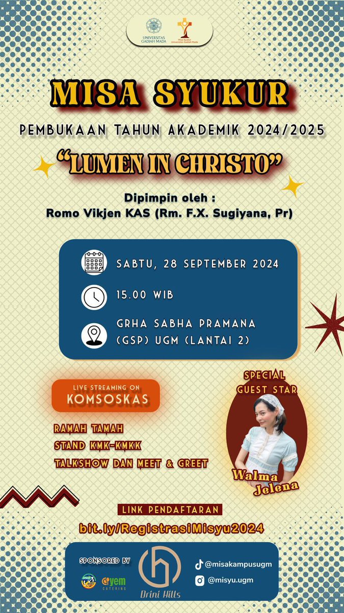 UGM_FESS's tweet photo. ugm_fess Yang katolik ikut misyu yukk, siapa tau nemu jodoh di sana🤩

Kalau mau daftar bisa isi link di bawah ini yaa
https://t.co/RFi2wyq7p2 https://t.co/hjBq8eOpw6