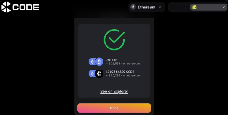 Dezaxe's tweet image. Also working smooth and well on #Ethereum $CODE