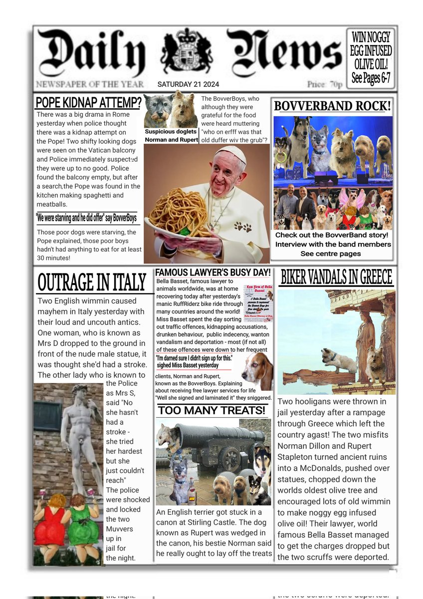 Norman_Dillon1's tweet photo. BESTIE! The newspaper is here!! It's about our ride yesterday! Hide it quick so yer Muvver don't see it!
@jennystape @CollieTwiggy @ODoodles1 @basset_bella #theruffriderz #BovverBoys #BreakingNews‌ #Europe @theruffriderz @julie44968819 #introubleagain #bovverband #HeadlineNews https://t.co/ifsU6NyWUa